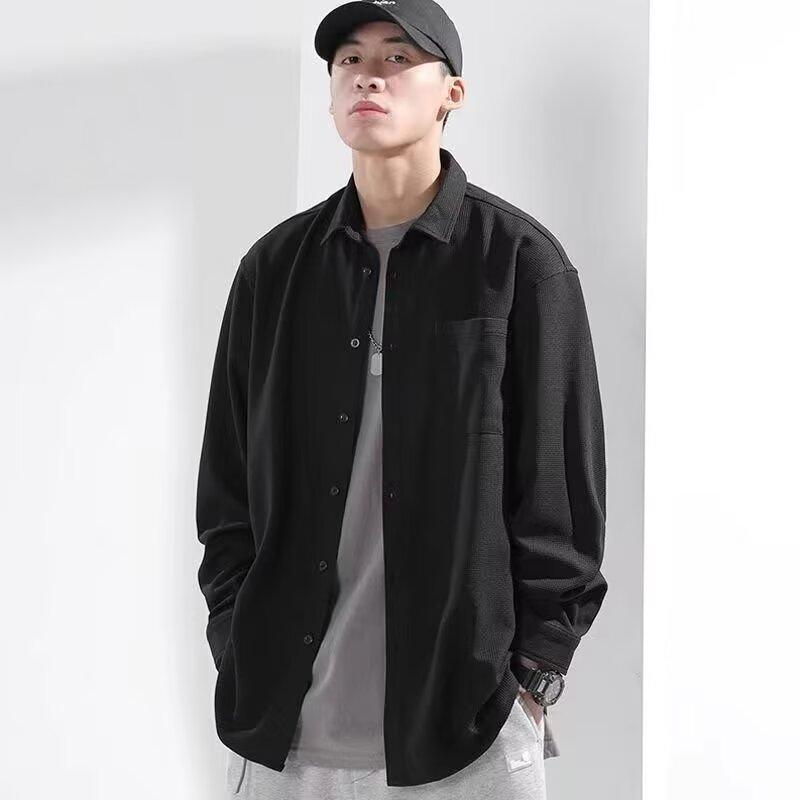 Long Sleeved Shirt, Men'S Summer New Trend, Teenage Shirt, Hong Kong Style, Japanese Style, Loose Plus Inch Shirt Jacket