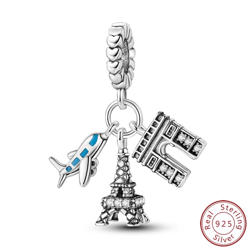 100% 925 Silver Charms Pendant Airplane Beach Sailing Hat Sun Energetic Attractiveness Design For Fine Jewelry Making