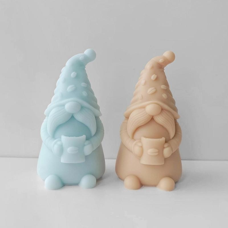 Faceless-Santa Candle Silicone Mold DIY Dwarf Perfume-Stone Candle Making Gypsum-Resin Mold Holiday Gift Home Decoration