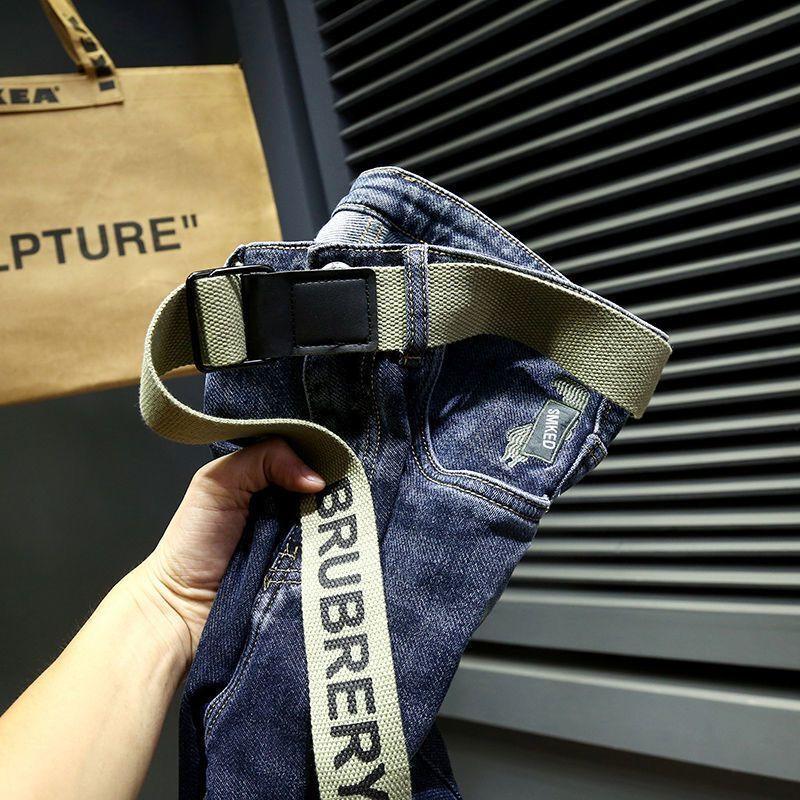 2024New Fleece Padded Jeans Men's Autumn and Winter Leisure Washed-out All-Match Stretch Slim Fit Tapered Pants Men's Fashion Brand