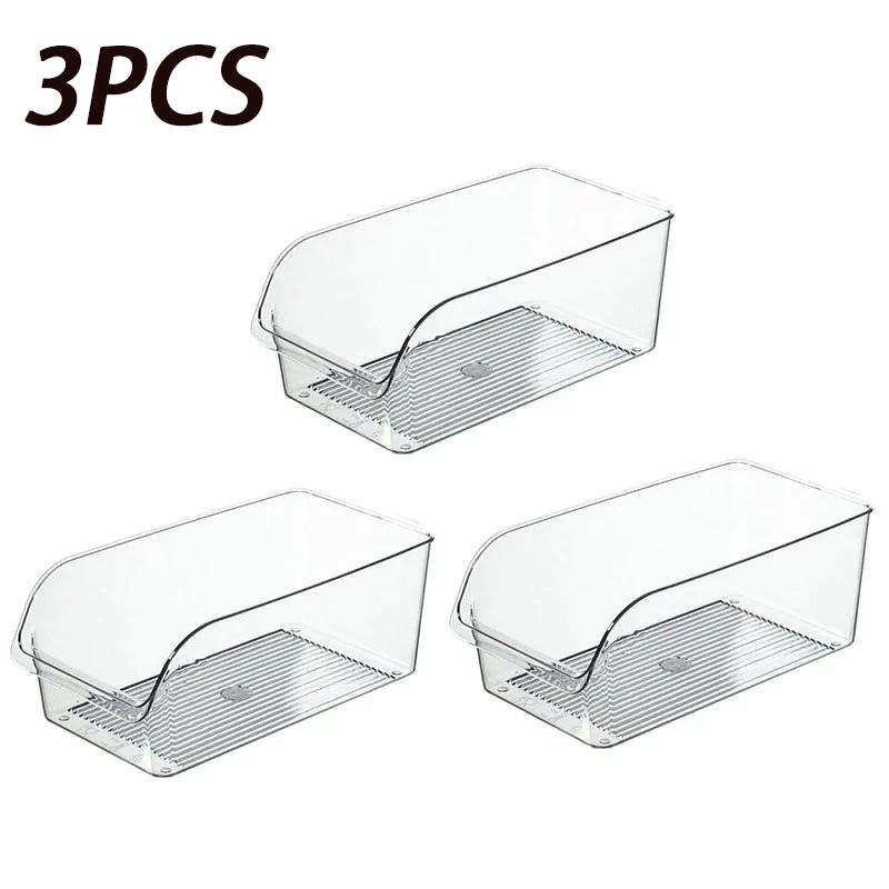 2Pcs/3Pcs/4Pcs Clear Fridge Organizer Open Drawer Snack Storage Box Multifunctional Container For Home