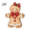 Durable Solid Wood Ornaments Christmas Wooden Gingerbread Man Decor, Rustic Gingerbread, Candy Cane House Figurines, Xmas Tabletop for Mantel
