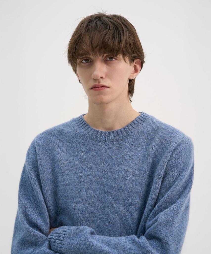 TRIP LE SENS [100% Wool] Pure Light Round Knit_Heather Blue