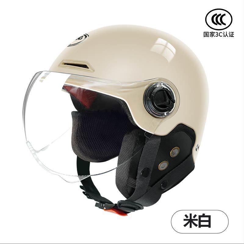 3C Certified Half Helmet Scooter Motorcycle Riding Unisex Safety With Clear Visor ABS Material