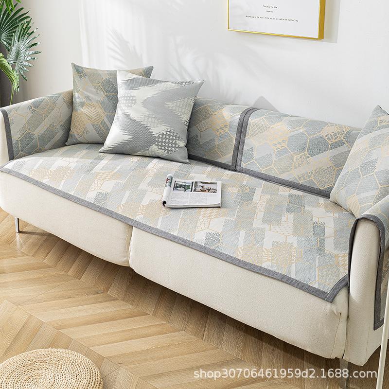 Sofa Cushion Summer Mat Non-Slip Ice Silk Rattan Mat Summer Living Room Cool Cushion Sofa Cover Cover Cloth