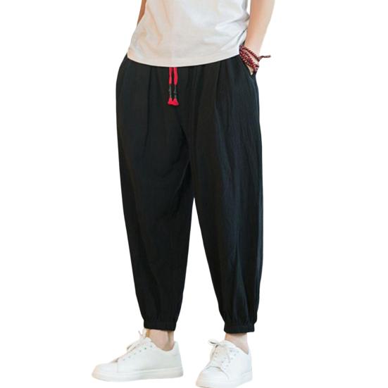 Men Summer Pants Chic Pockets Pleated Men Summer Pants Pure Color Men Harem Pants Men Summer Pants Male Clothes