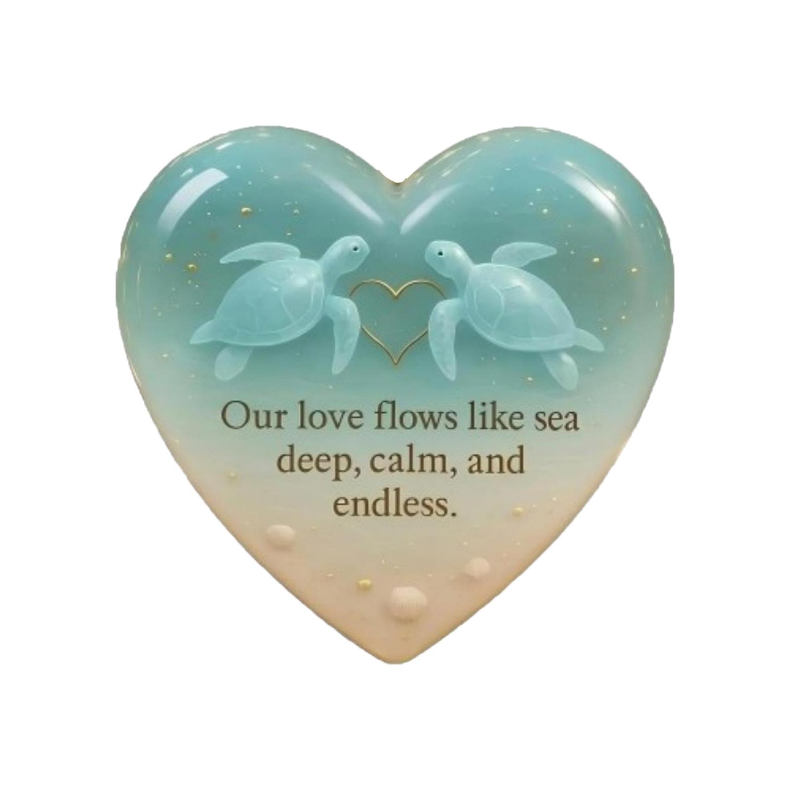 

Ocean Heart Sea Turtle Ornament, Sea Turtle Christmas Ornaments ,Ocean Themed Sea Glass Art Decor For Xmas Party Home Decor One Size