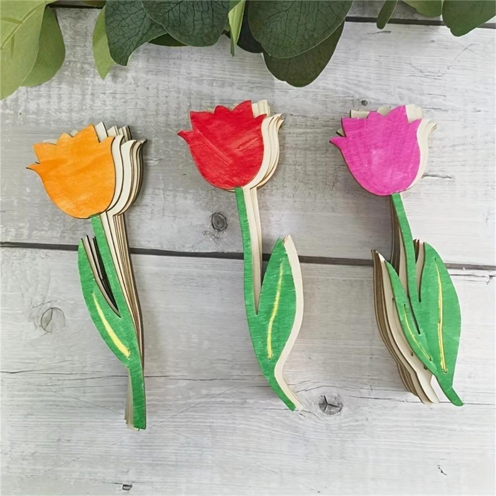 24pcs Unfinished Rose DIY Painting Crafts Funny Flower Graffiti Toys  Mother's Day