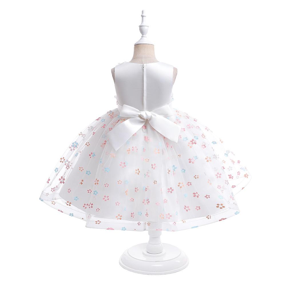 Vit spets flickklänning julklänning för flickor barn kostym Elegant barn prinsessa festklänningar spets ärm flicka bröllopsbal klänning