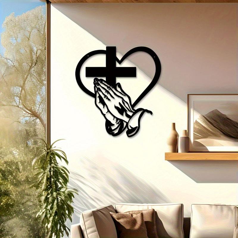 1Pcs Metal Cross Sign Wall Art Decoration, Easter Thanksgiving Wall Hanging for Office Living Room Home Decor