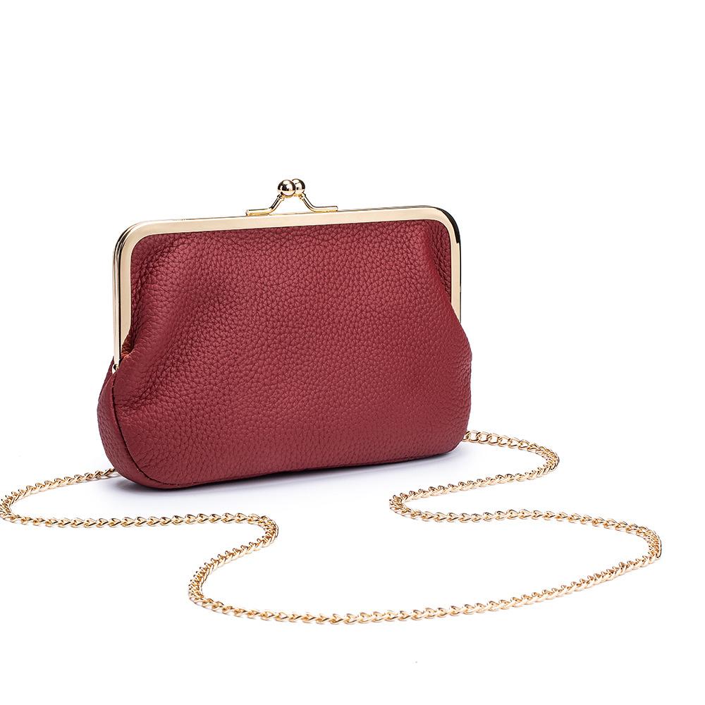 

2025 новая европейская и американская сумка-клатч с зажимом, темпераментная наплечная сумка, женский длинный клатч, кошелек, сумка для хранения с золотой застежкой бордовый