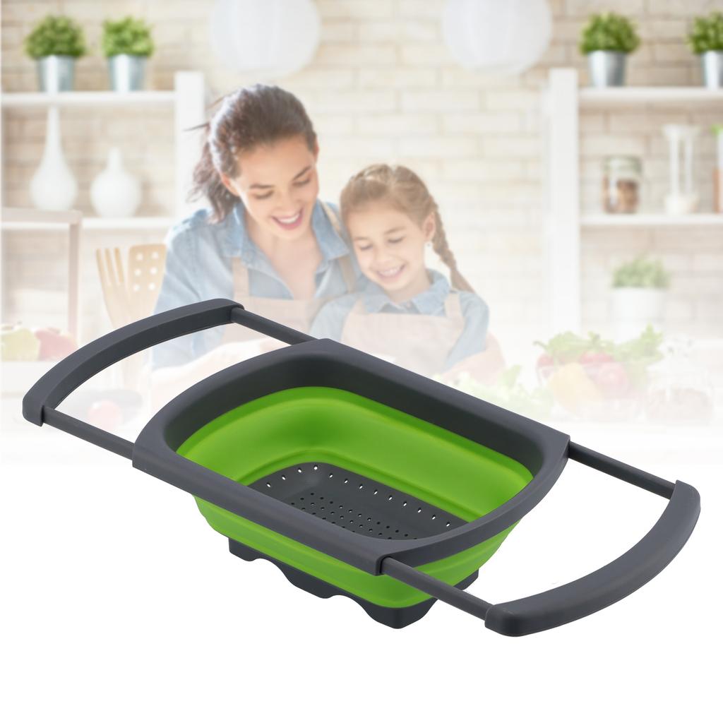 Folding Drain Basket Retractable Fruit Vegetable Washing Draining Basket for Home Kitchen Use