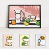 Modern Mediterranean Boho Punch Jug Bright Wall Art Still Life Colourful Poster Vase With Fruit Canvas Painting Home Decor