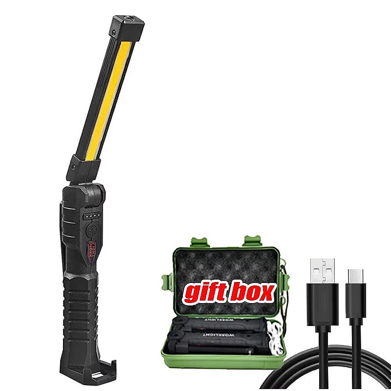 Powerful Fold Flashlight Type-c Rechargeable Lantern Built-in Battery Magnetic LED Work Lights for Camping Garage Emergency Lamp