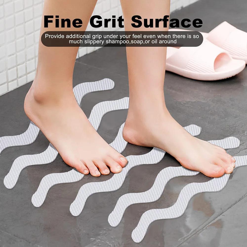 24/36/48 Bathroom Anti-Slip Stickers Transparent Waterproof Safety Strip Bathtub Shower Stair Floor Long Strip Wavy Tape Sticker