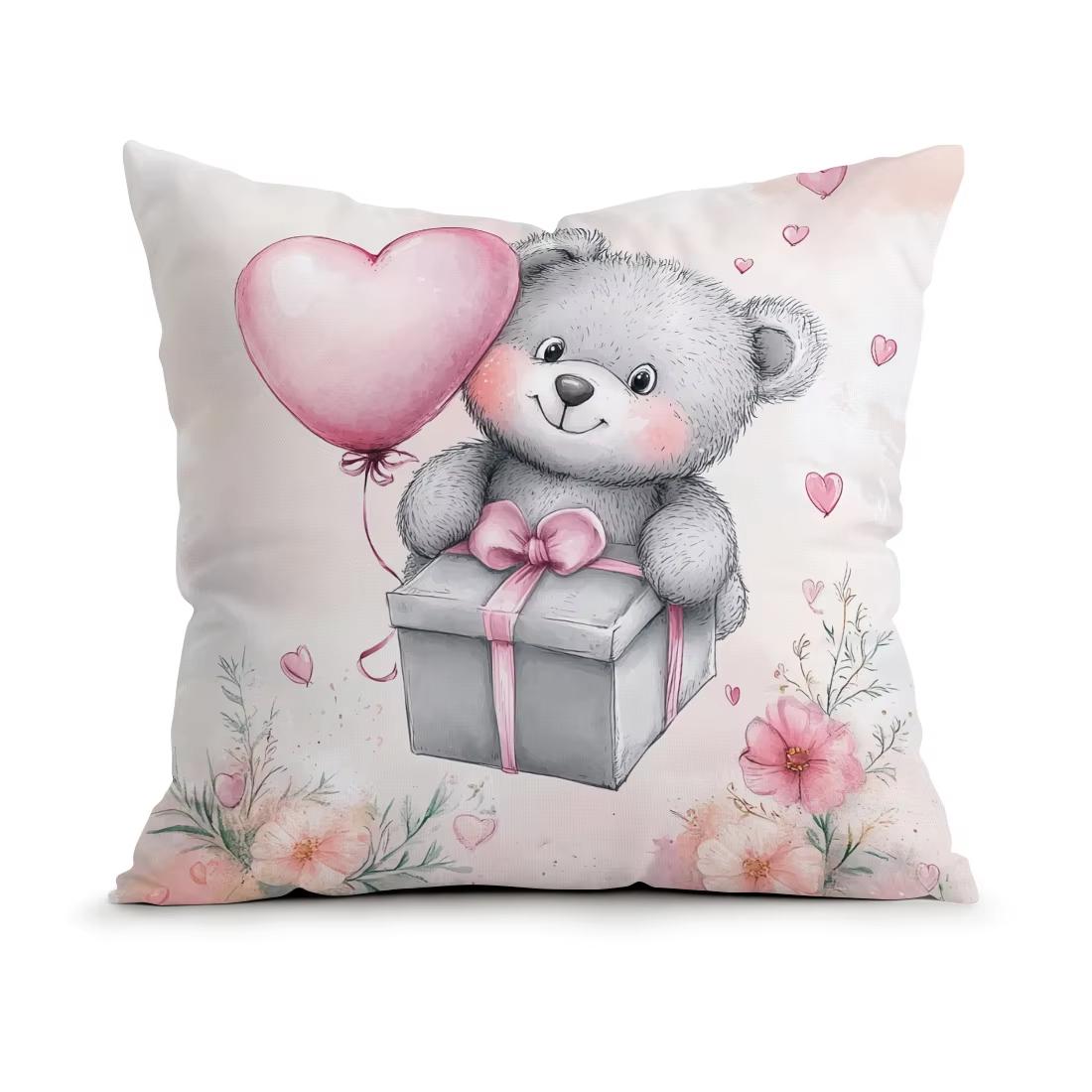 

Valentines Day Animal Theme Pillowcase Polyester Cushion Cover Throw Pillow for Home Car Sofa Decor 45cmx45cm