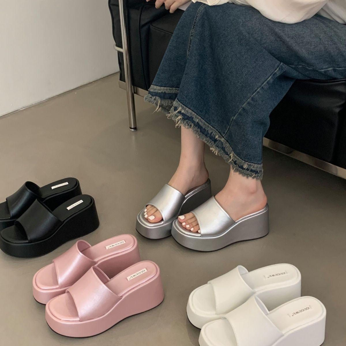 

Босоножки на толстой подошве, шлепанцы с квадратным носком 35 чёрный