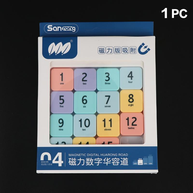 Magnetic Number Slide Puzzle 15 Cells Huarong Road Portable Smooth Sliding Blocks Logic Training Toy for Travel Use
