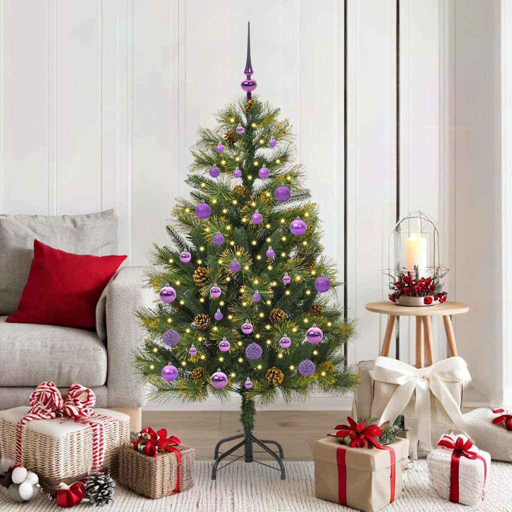 vidaXL Artificial Foldable Christmas Tree with Pine Cones 150 cm