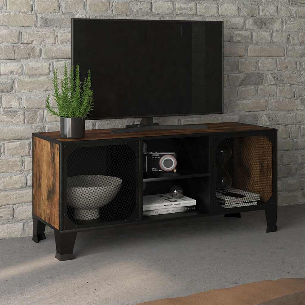 Vidaxl Szafka Pod Telewizor, Rustykalny Brąz, 105X36X47Cm, Metal I Mdf
