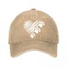 Vintage Heart Paw Print Baseball Cap  New Vintage Washed Cotton Baseball Cap Parent Kids Sun Hats