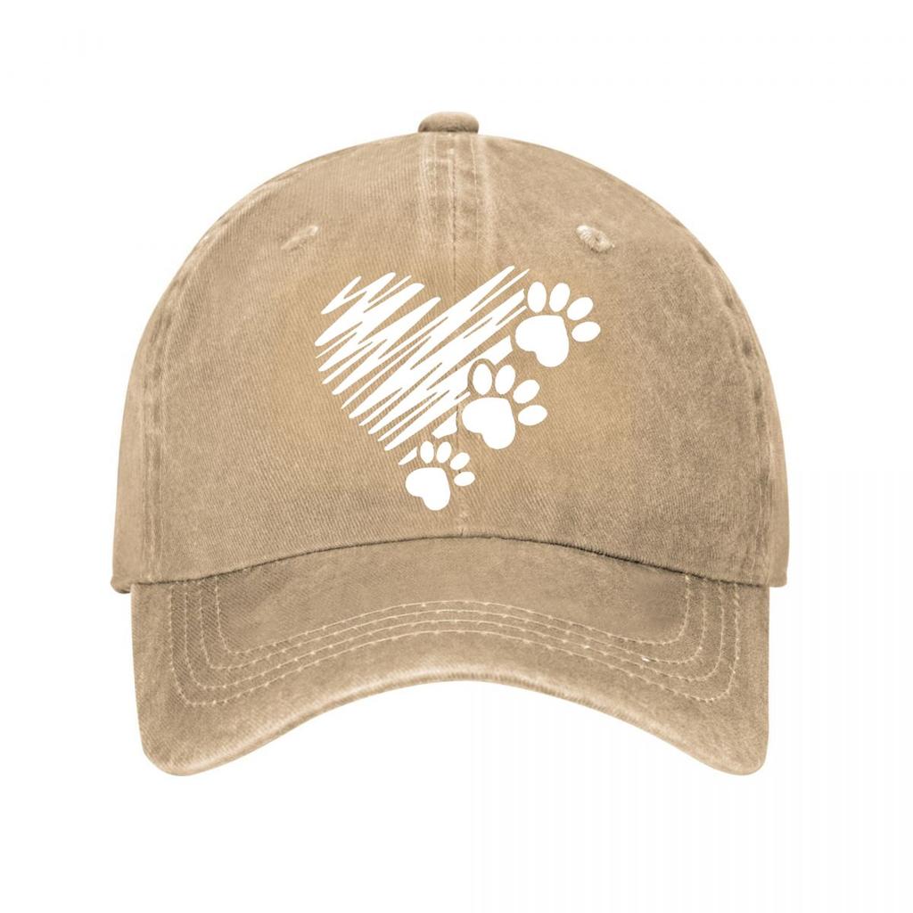 Vintage Heart Paw Print Baseball Cap New Vintage Washed Cotton Baseball Cap Parent Kids Sun Hats