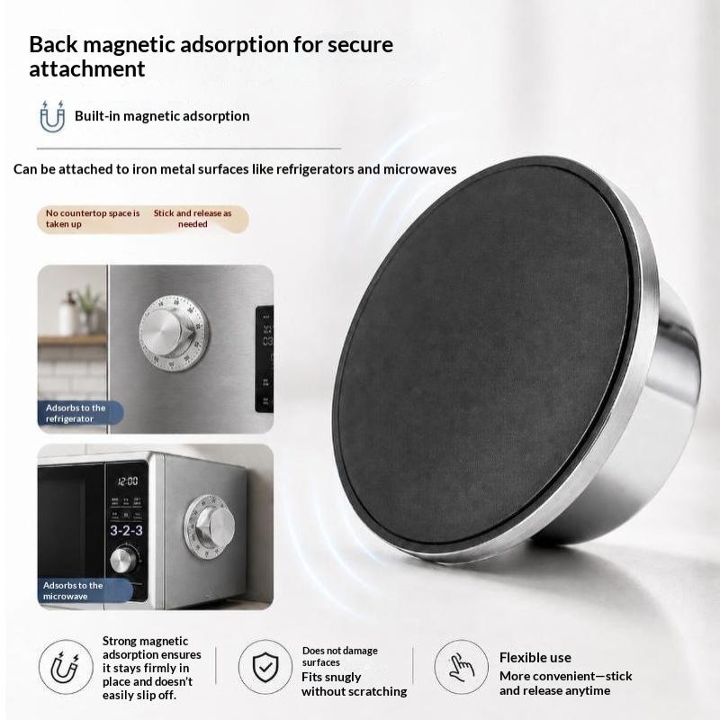 1Pcs Magnetic Kitchen Timer Stainless Steel Timer Mechanical Alarm Clock Baking Reminder For Learning Time Management