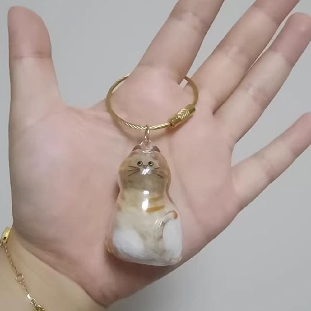Small Ornaments Cat Fur Storage Transparent Container Handmade Design Creative Keychain DIY Accessories Bright Link Capsule