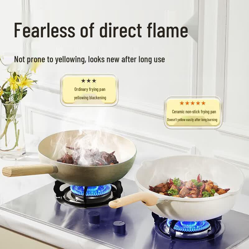 COOKER KING 32cm Maifan Stone Non-Stick Wok with Steamer