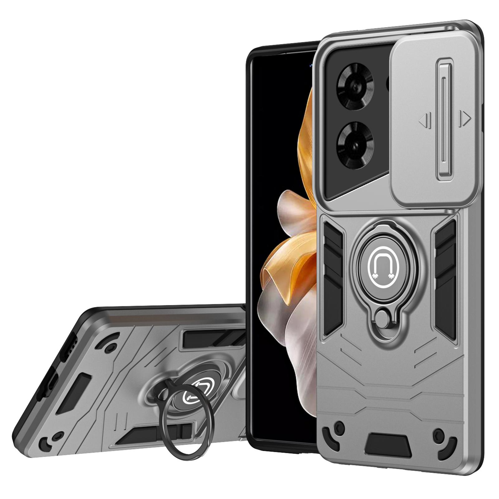 

Для TECNO Pova 5 4G Camera Защитный чехол Kickstand PC+TPU Чехол для телефона Grey