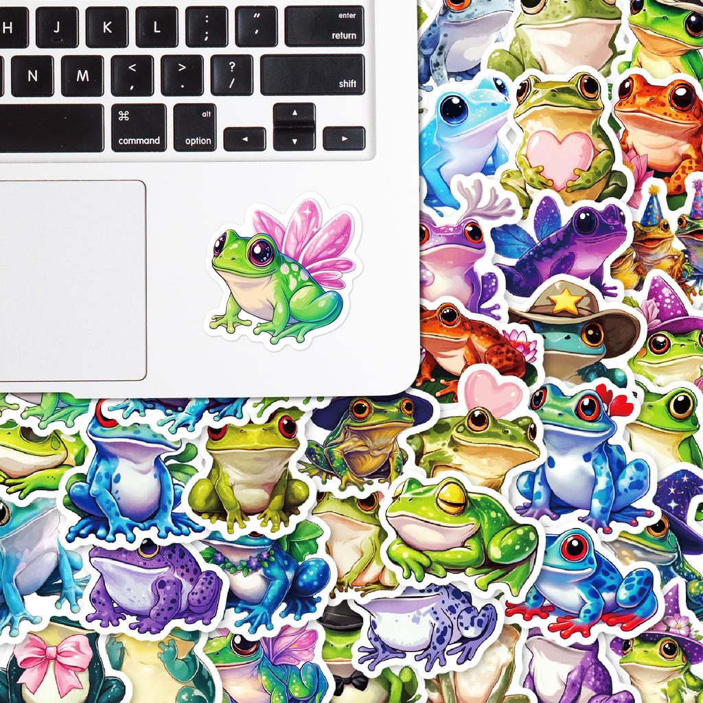 50 Colorful Cartoon Frog Graffiti Stickers Do Not Repeat Creative Hand Account Decoration Waterproof Stickers