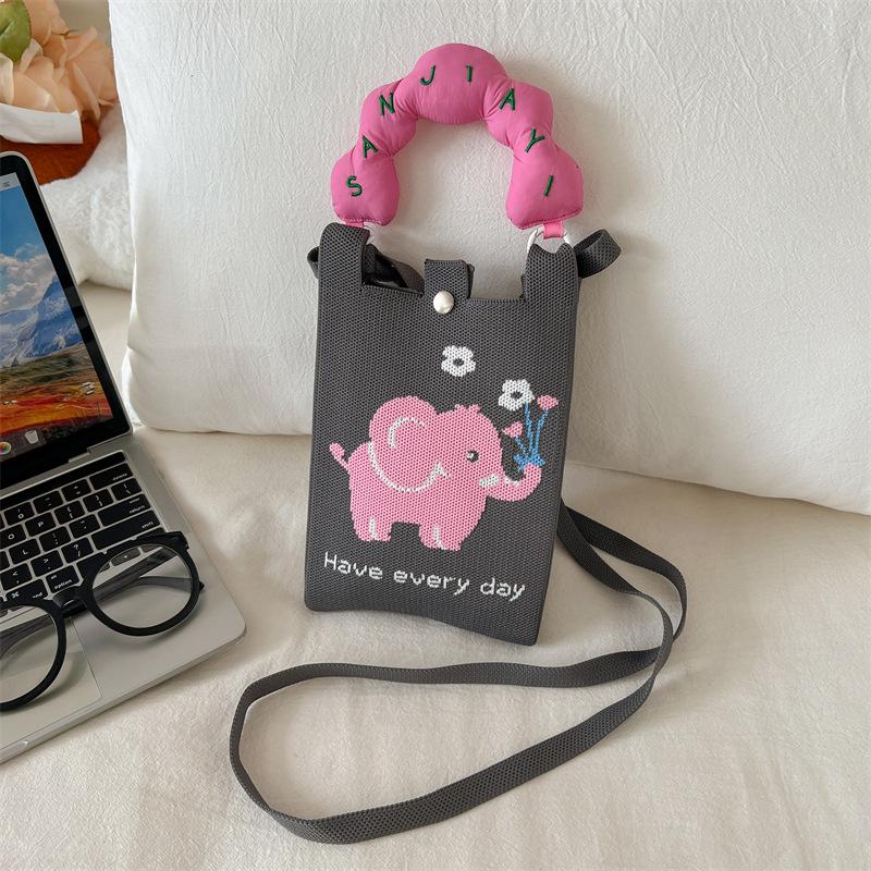 

Мини-вязаная сумка для мобильного телефона с нишевым дизайном, симпатичная мультяшная универсальная портативная сумка через плечо для женщин 15*24cm