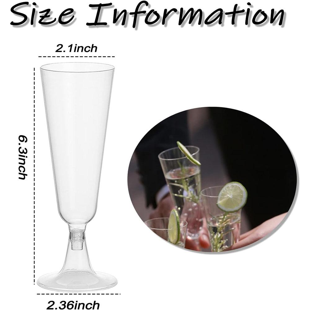 50/25pcs 150ml Disposable Cups Sparkling Champagne Bar Cups Plastic Champagne Flutes Clear Toasting Glasses for Weddings Party