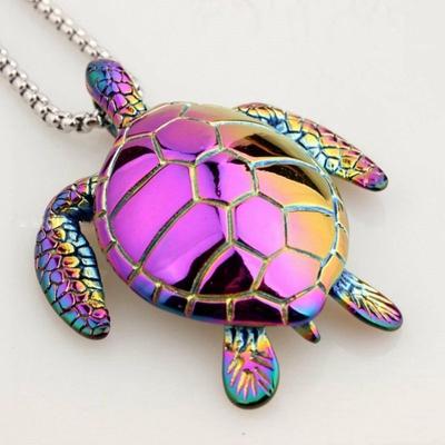 Neue Trendige Schildkröten-Anhänger Halskette Damen-Halskette Mode Metall Tier Niedliche Accessoires Party Geschenk Vier Farben