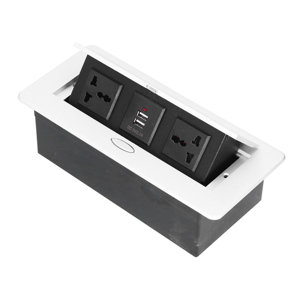 Floor Electrical Outlet Pop Up Desktop Socket 3 Hole Double USB Power Supply Accessories 250V 13A