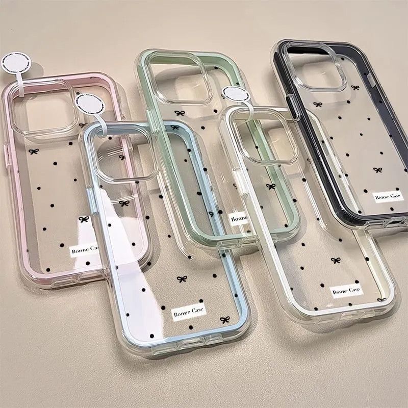 The Bow Is Suitable for Apple 17promax Mobile Phone Case IPhone16 Frame 15 Anti-drop 13/12 Women's 11 Transparent.