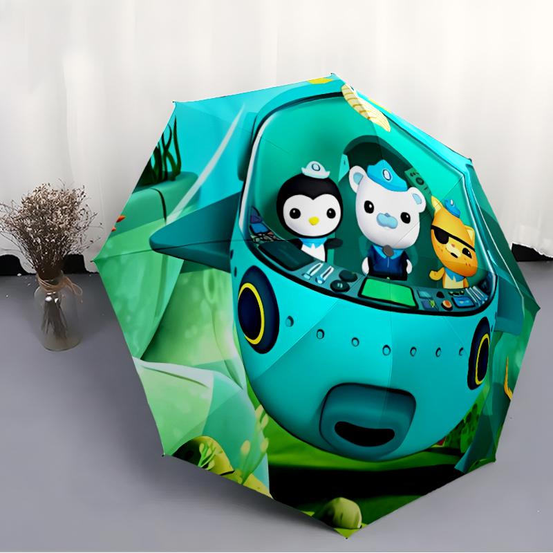 The Octonauts7 Print Automatic Umbrella, 8 Rib Iron Frame, Plastic Handle, Suitable for Outdoor Travel &Daily , Ideal Gift