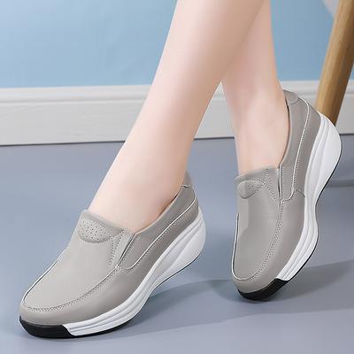 Women's Platform Sneakers Summer New Genuine Leather Wedge Shoes for Women Flat Slip On Casual Ladies Walking Shoes