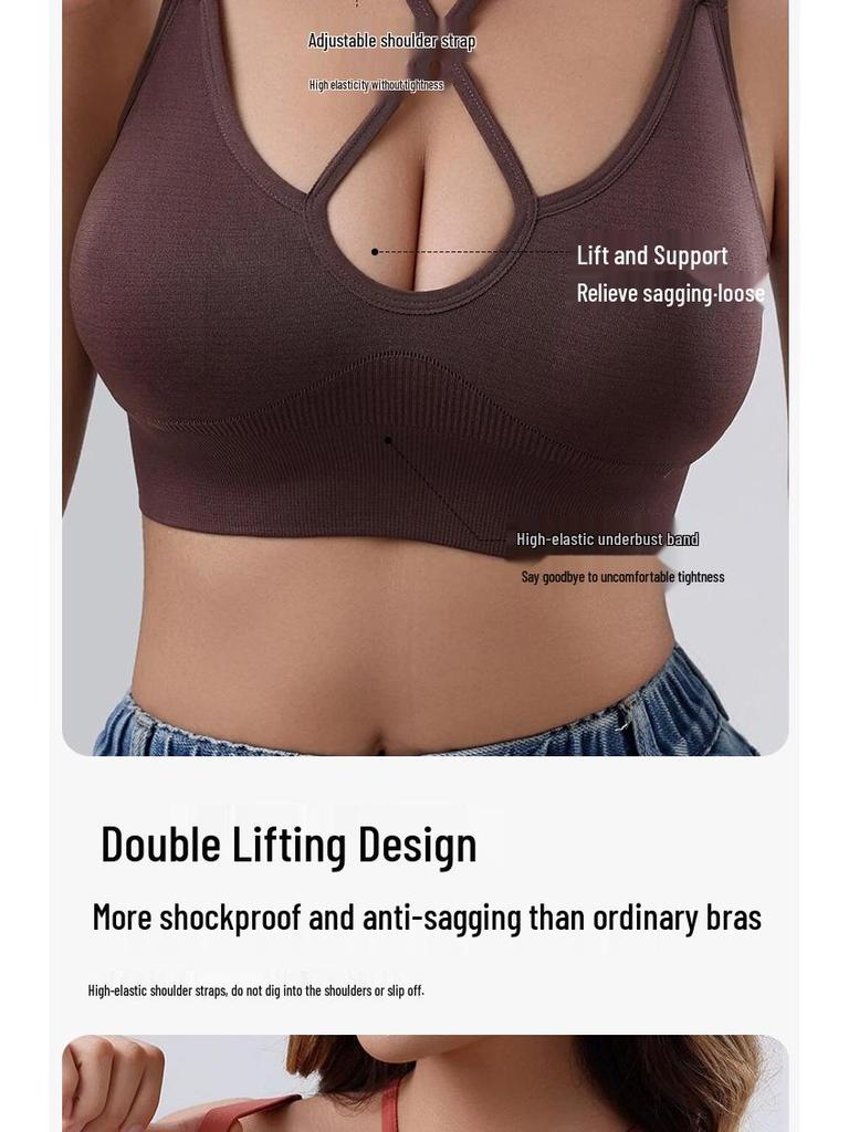 Seamless Cross-Border Vest-Style Nursing Bra with Removable Pads for Yoga & Postpartum