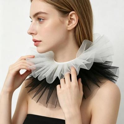 Detachable Fake Collar Shawl Ruffle Mesh Makeup Neck Shawl Vintage Neck Collar Cosplay Event