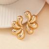 Vintage Gold Color Double Layered Water Drop Stud Earrings For Women Exaggerated Metal Geometric Flower Earrings Jewelry 2025
