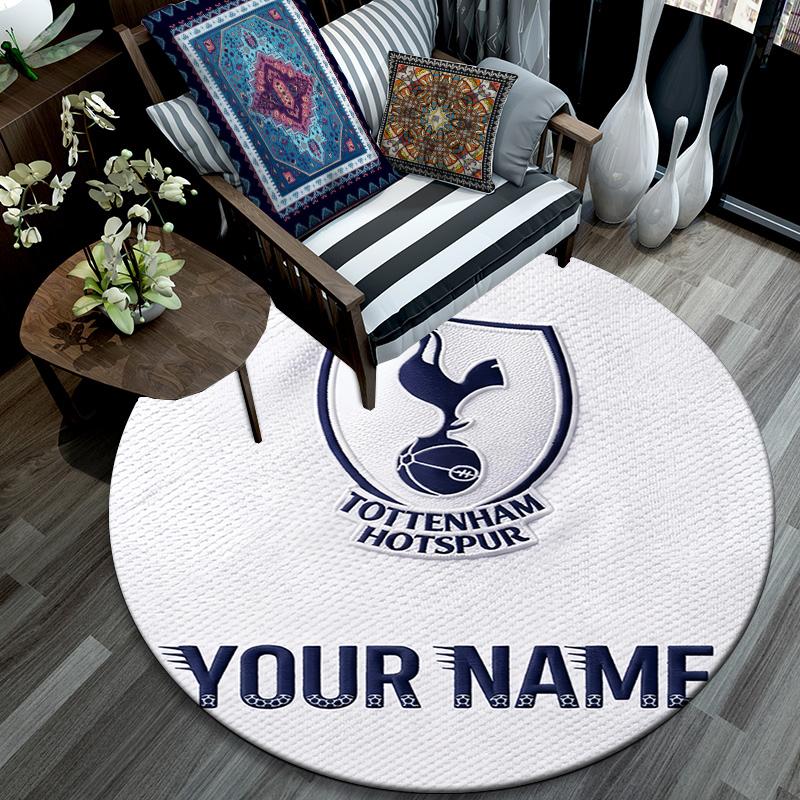 Custom Name,Tottenham Hotspur pattern round rug,Carpet Rug for Living Room Bedroom Playroom ,Non-slip Floor Mat,Holiday Gifts and Birthday Gifts.