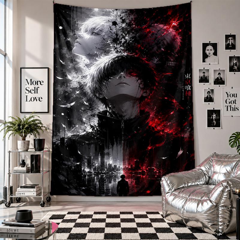 Wall TapestryTokyo Ghoul Art Hanging Cloth Decorative Background Cover for Room Decoration