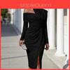 Elegant Spring Casual Off Shoulder Dress With Slit For Womens Party And Date