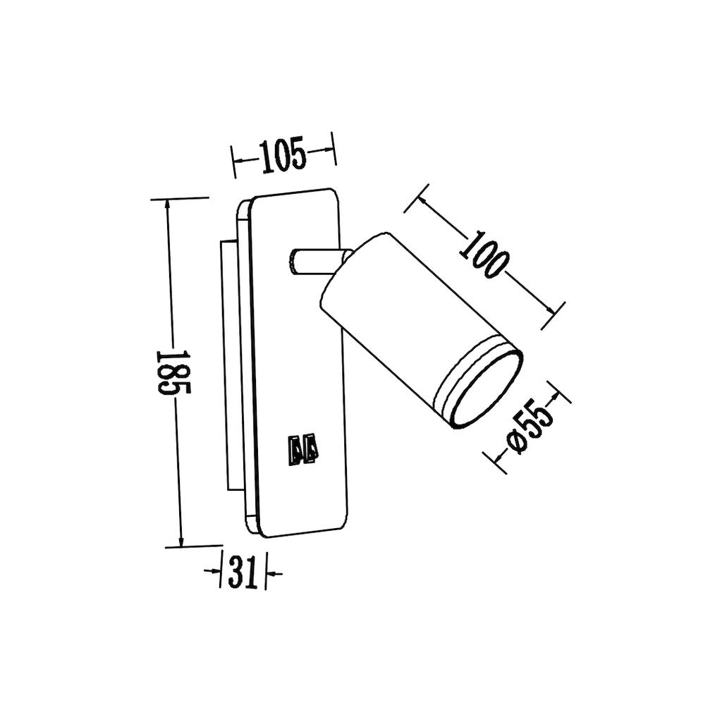 Oprawa Pipe Ring Kinkiet Czarny 1Xgu10 + Led 6W