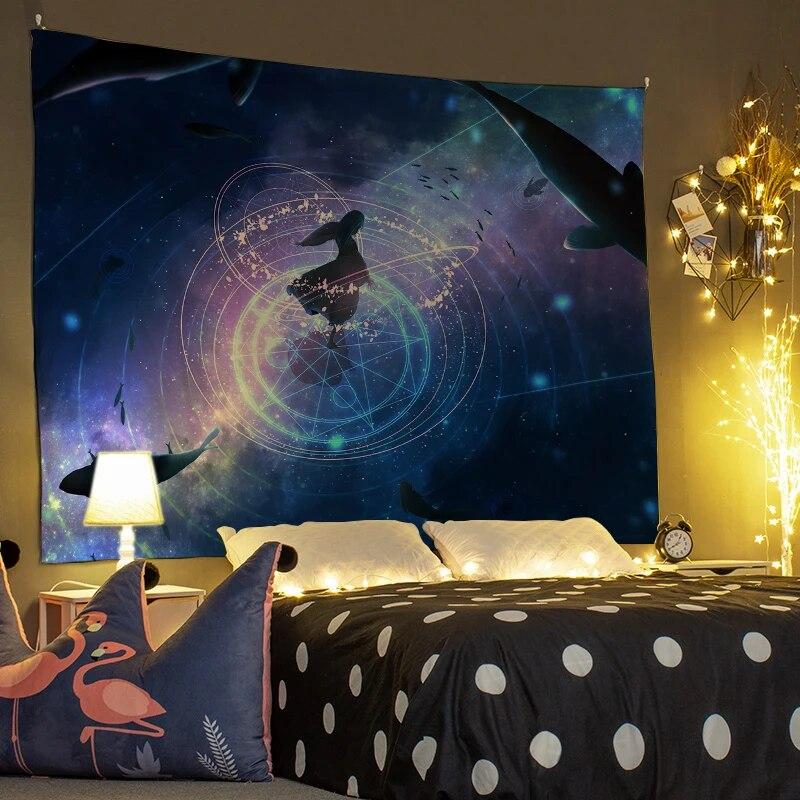 Cartoon-Wandteppich, Wanddekoration, Inneneinrichtung, Szene, Kunst, hängender Hintergrundstoff