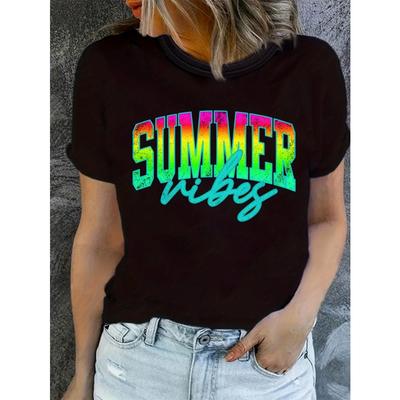 Casual Mode Dames Zomerse Vibes Alfabet Print Dames T-shirt
