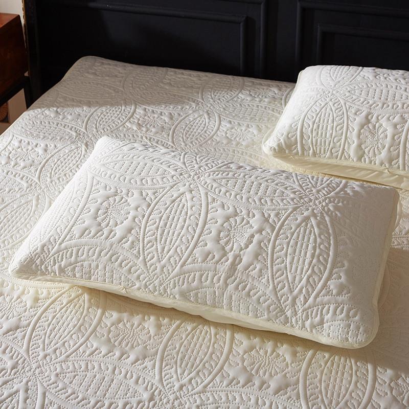Embroidery Pillowcase Waterproof Cotton Padded Pillowslip Solid Flora Pillow Cover 48*74cm*1pc White Wedding Gift Embossed