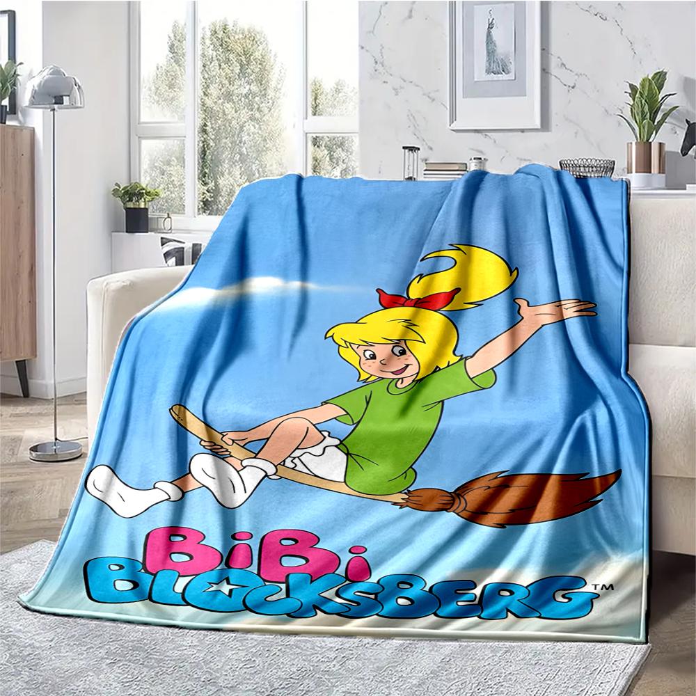 Bibi Blocksberg Theme Printed Blanket - Perfect for Couch, Bed, Travel & Outdoor Use | Machine Washable, Cozy & Durable.