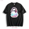 Rainbow Ghost with Headphones T Shirt Vintage Washed Top For Everyday Wear Slightly Breathable Stretched Designer Clothes